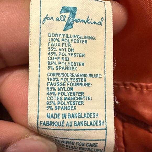 7 For All Mankind Toddler 24M Puffer Coat Rust Orange Hooded Faux Fur Winter - Picture 5 of 8